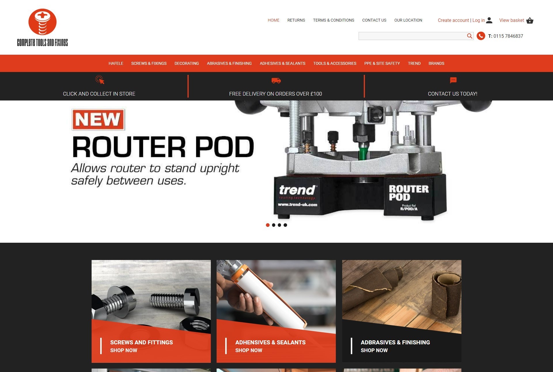 Complete Tools & Fixings website created by it'seeze Website Design Nottingham